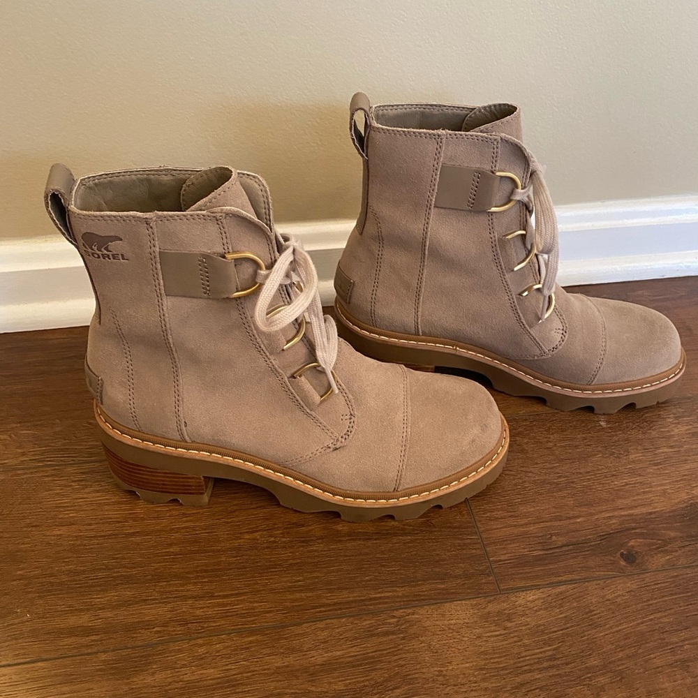Sorel Women's Lace-Up Suede Boots in Light Taupe - Picture 2 of 6